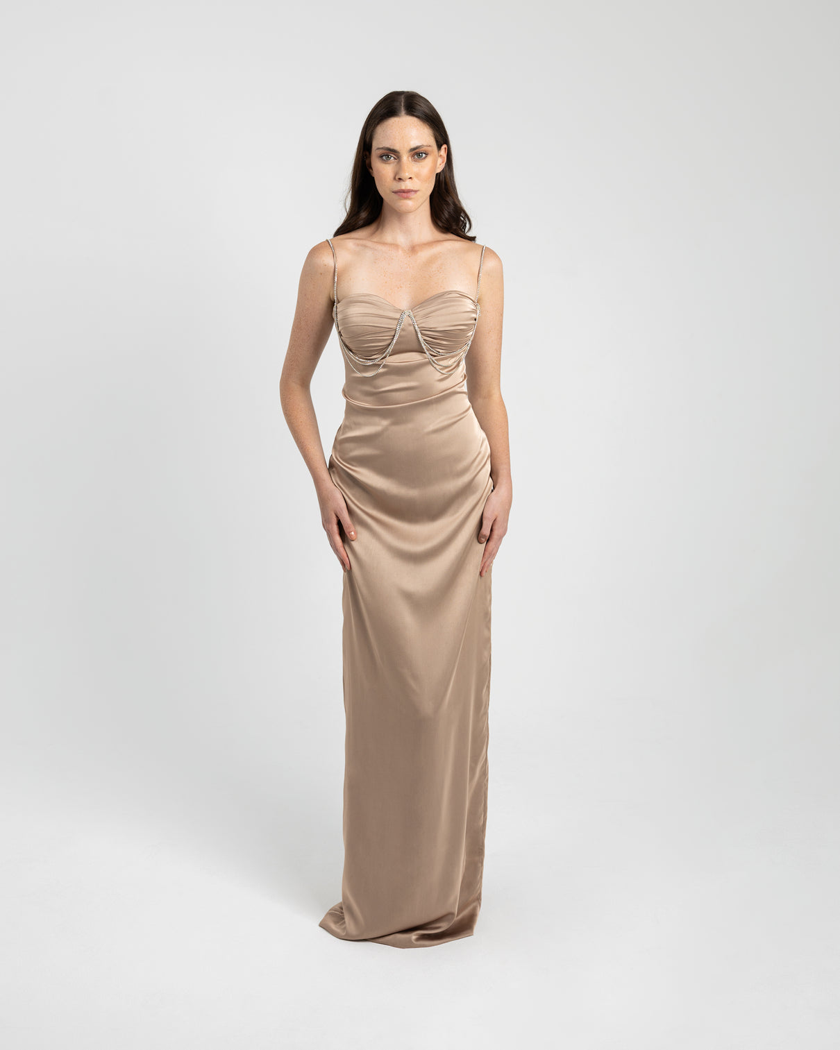 CHAMPAGNE SATIN  DRESS