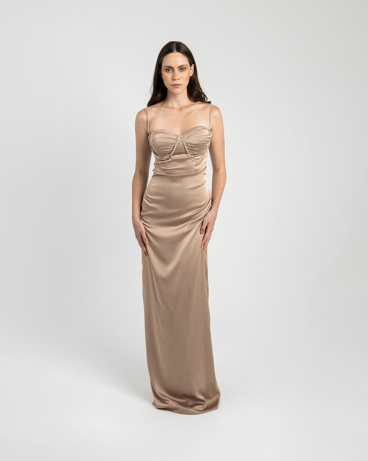 CHAMPAGNE SATIN  DRESS