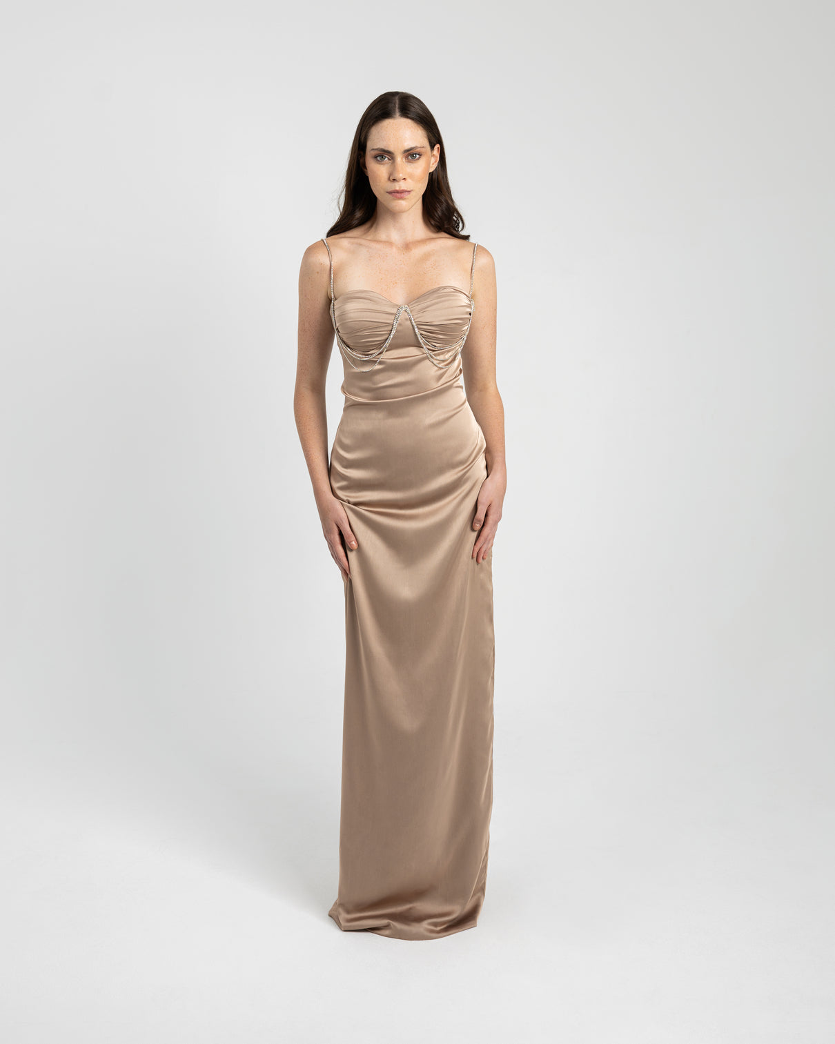 CHAMPAGNE SATIN  DRESS